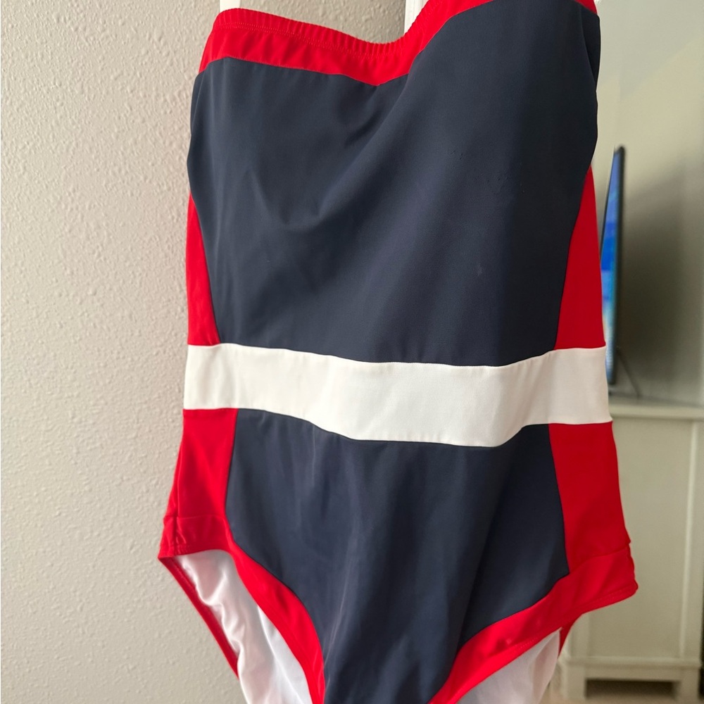 Stylish Red and Navy One Piece Swimsuit